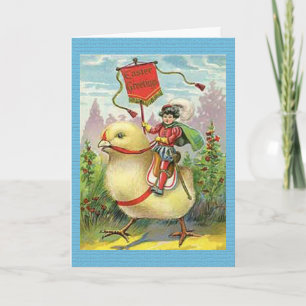 Cartes Pour Fêtes Annuelles Fille vintage de Pâques dans l'oeuf sur les fleurs