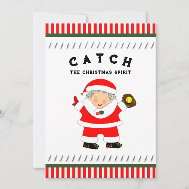 Cartes Pour Fêtes Annuelles Filles Softball Noël (Devant)