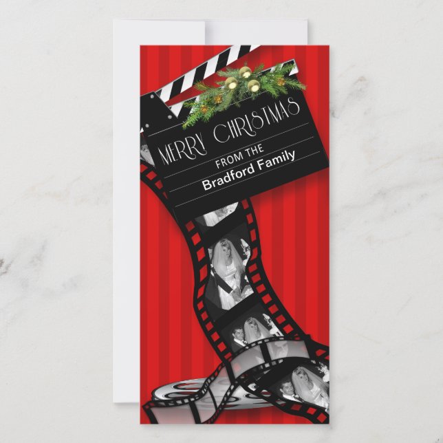 CARTES POUR FÊTES ANNUELLES FILM DE NOËL STRIP - NOM/PHOTO INSÉRER (Devant)