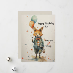Cartes Pour Fêtes Annuelles Fils 10e anniversaire Renard Abstrait