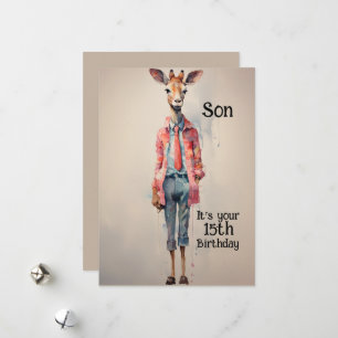 Cartes Pour Fêtes Annuelles Fils 15e anniversaire Giraffe Abstraite