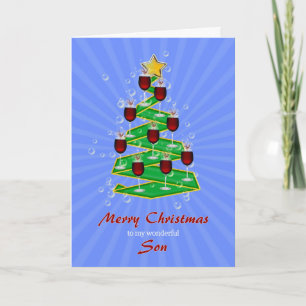 Cartes Pour Fêtes Annuelles Fils, Arbre de Noël au vin