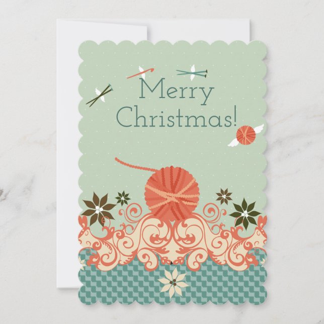 Cartes Pour Fêtes Annuelles Fils de Noël tricot aiguilles crochet crochet ange (Devant)
