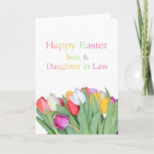 Cartes Pour Fêtes Annuelles Fils et femme heureux Pâques