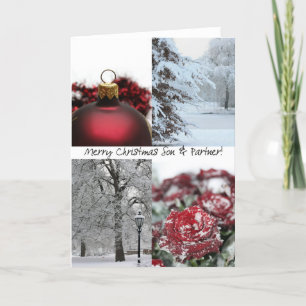 Cartes Pour Fêtes Annuelles Fils et partenaire Joyeux Noël! rouge hiver neige 