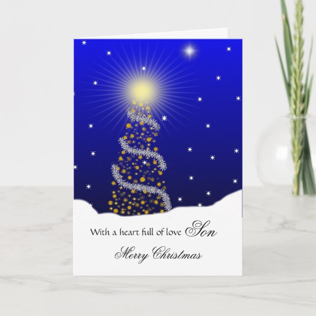Cartes Pour Fêtes Annuelles Fils/Joyeux Noël - arbre de Noël (Devant)