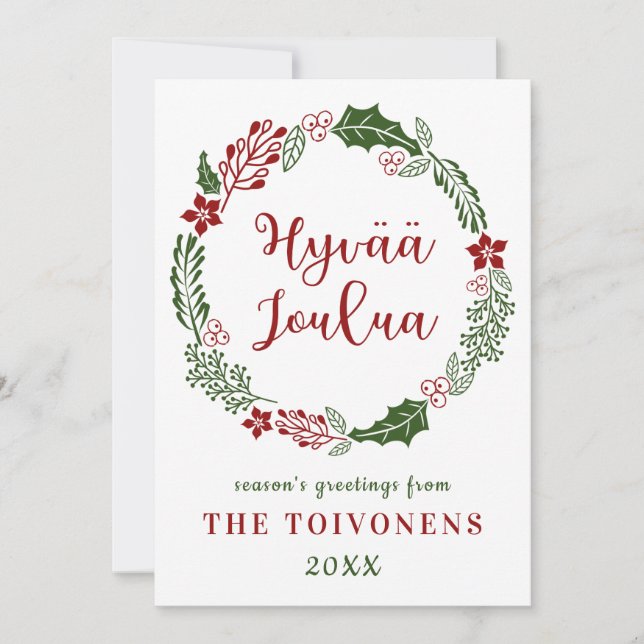 Cartes Pour Fêtes Annuelles Finlandais Joyeux Noël, Personnalisé (Devant)