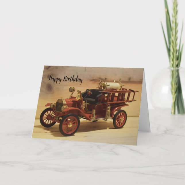 Cartes Pour Fêtes Annuelles Firetruck de 1914 rouges (Devant)