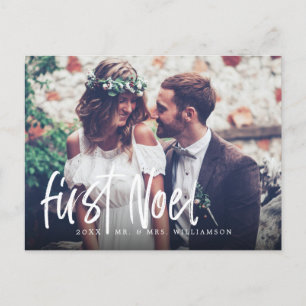 Cartes Pour Fêtes Annuelles First Noel Newlyweds Mr & Mrs 1st Christmas Photo