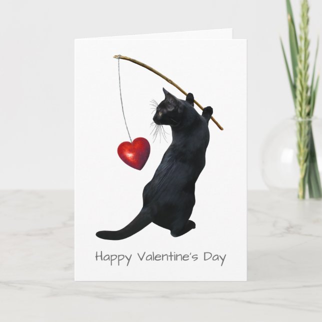 Cartes Pour Fêtes Annuelles Fishing Black Cat (Devant)