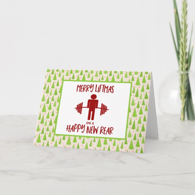 Cartes Pour Fêtes Annuelles Fitness amusant Thème Noël Vies Barbell Hol (Devant)