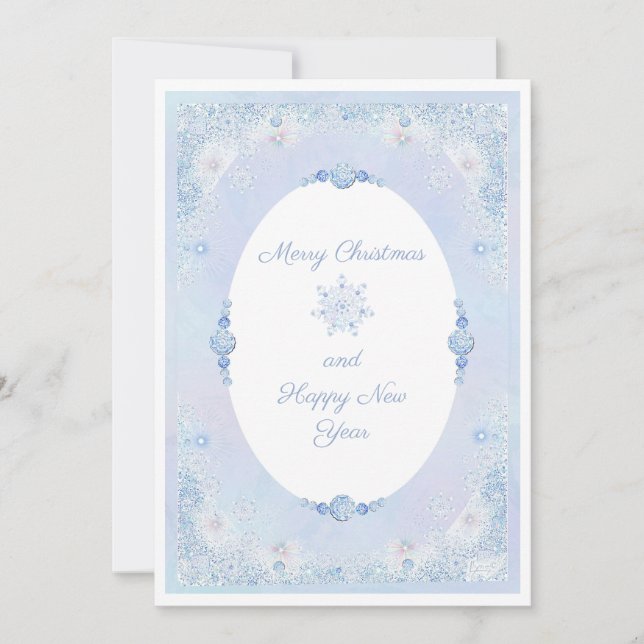 Cartes Pour Fêtes Annuelles Flacon de neige bleu glace (Devant)