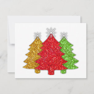 Cartes Pour Fêtes Annuelles Flacon de neige de l'arbre de Noël rouge étincelan