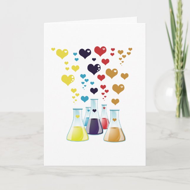 Cartes Pour Fêtes Annuelles Flacon, Erlenmeyer, Bécher, Chimie, Laboratoire (Devant)
