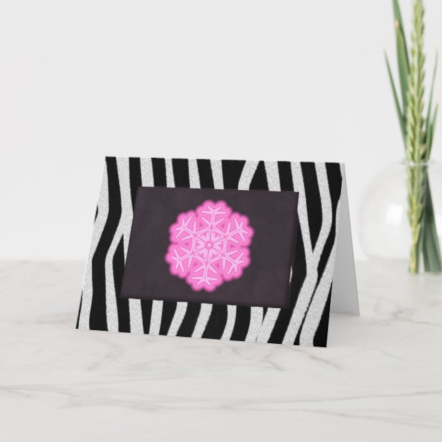 Cartes Pour Fêtes Annuelles Flacon zèbre et rose (Devant)