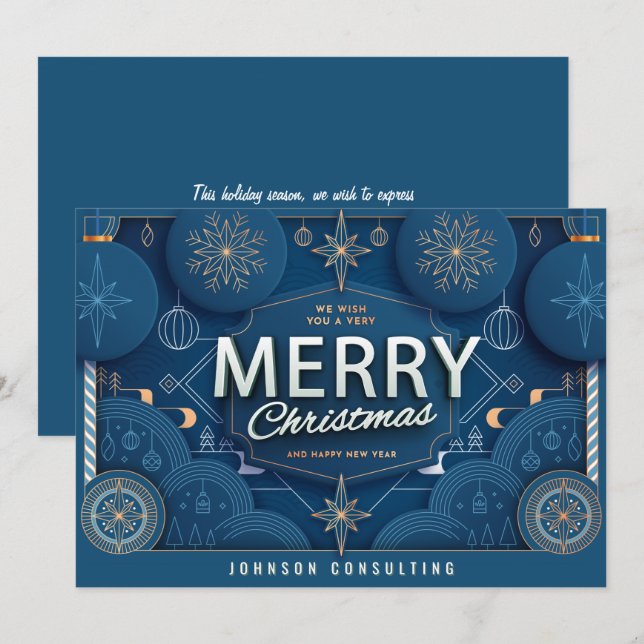 Cartes Pour Fêtes Annuelles Flacons de neige monochromes modernes Noël (Devant / Derrière)