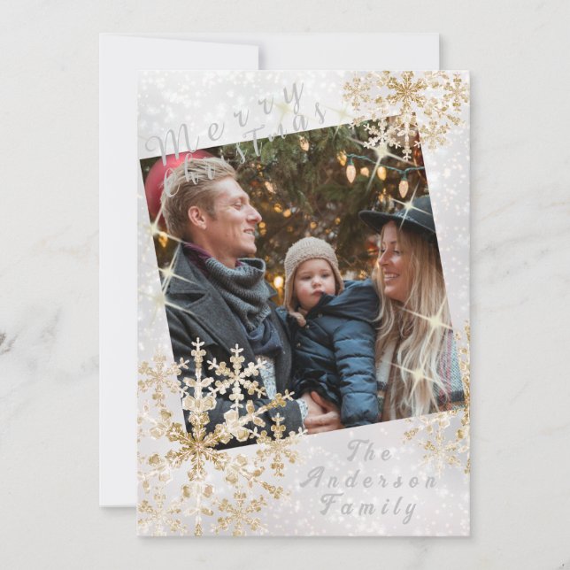 Cartes Pour Fêtes Annuelles Flacons de neige photo blanc (Devant)