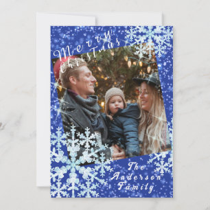 Cartes Pour Fêtes Annuelles Flacons de neige Photo Bleu