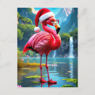 Cartes Pour Fêtes Annuelles Flamant de Noël en Père Noël-47476
