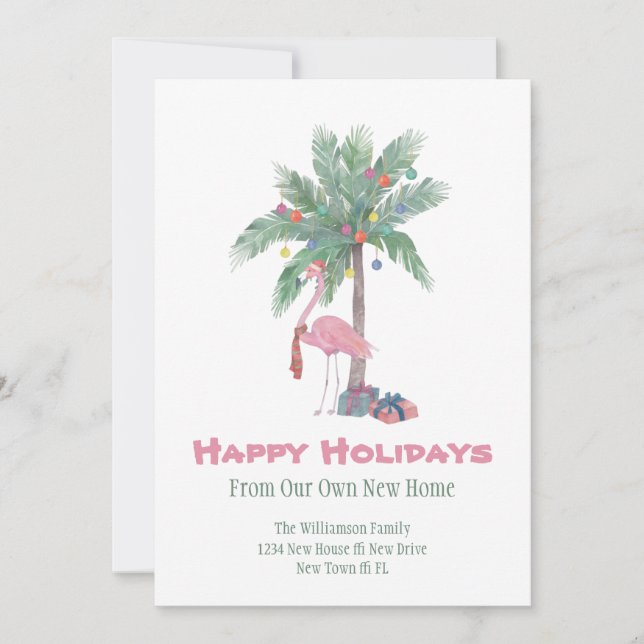 Cartes Pour Fêtes Annuelles Flamant de Noël Nouvelle Maison Joyeuses Fêtes  (Devant)