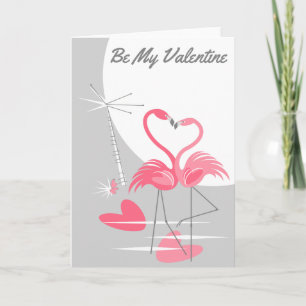 Cartes Pour Fêtes Annuelles Flamant rose Amour Grande Lune Soyez Ma Valentine
