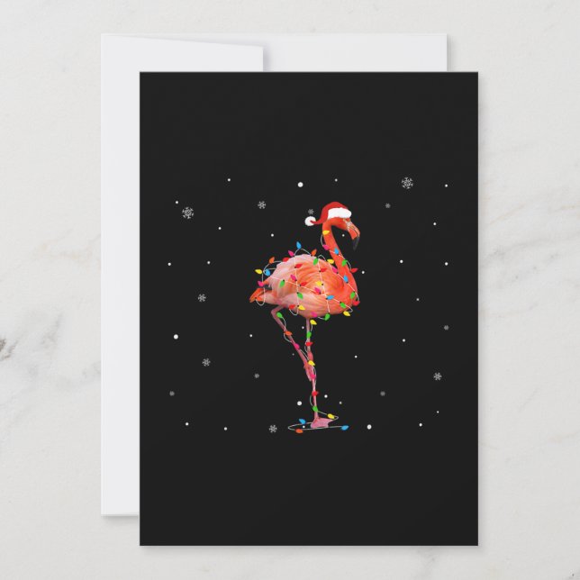 Cartes Pour Fêtes Annuelles Flamant rose amusant Noël Lumière Vêtements mignon (Devant)
