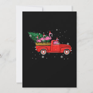 Cartes Pour Fêtes Annuelles Flamant rose conduisant un camion rouge avec chape