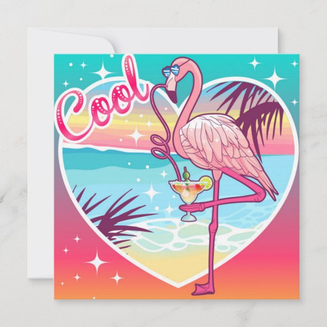 Cartes Pour Fêtes Annuelles Flamant rose cool (Devant)