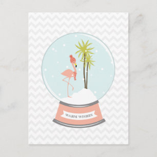 Cartes Pour Fêtes Annuelles Flamant rose de l'île tropicale Noël - rose