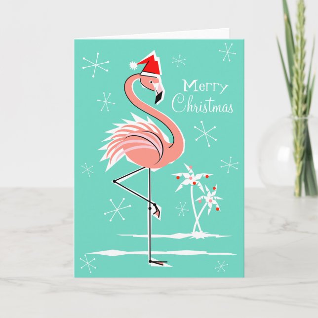 Cartes Pour Fêtes Annuelles Flamant rose de Noël Joyeux avant Noël (Devant)