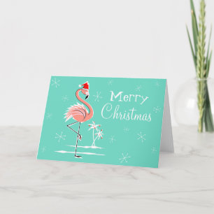 Cartes Pour Fêtes Annuelles Flamant rose de Noël Joyeux Noël horizontal