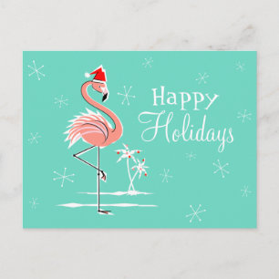 Cartes Pour Fêtes Annuelles Flamant rose de Noël Joyeux vacances horizontales