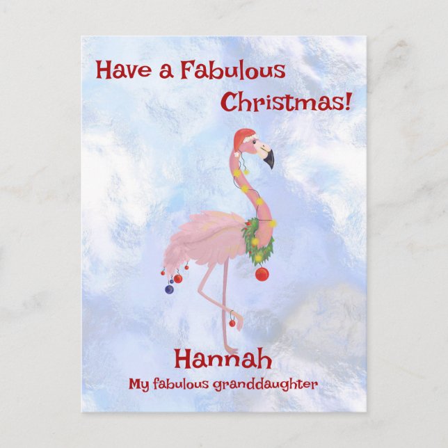 Cartes Pour Fêtes Annuelles Flamant rose de Noël mignon (Devant)