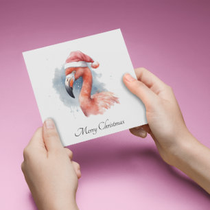 Cartes Pour Fêtes Annuelles Flamant rose de Noël, personnalisable