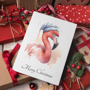 Cartes Pour Fêtes Annuelles Flamant rose de Noël, personnalisable