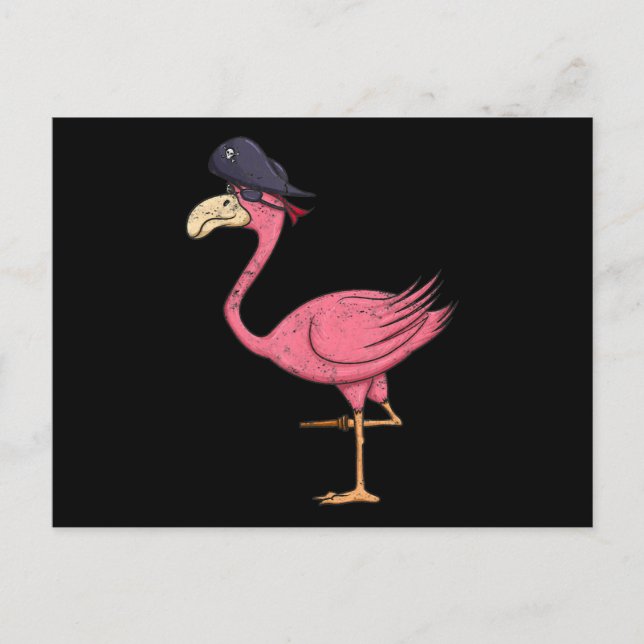 Cartes Pour Fêtes Annuelles Flamant Rose de Pirate avec Cache-œil Halloween (Devant)