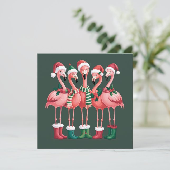 Cartes Pour Fêtes Annuelles Flamant rose Lover Cadeau Noël Joyeux Noël (Debout devant)