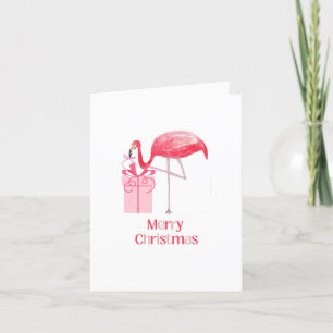 Cartes Pour Fêtes Annuelles Flamant Rose Noël Rétro Fêtes Tropicales