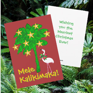 Cartes Pour Fêtes Annuelles Flamant Rose Palmier Tropical Personnalisé 