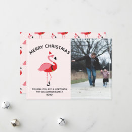 Cartes Pour Fêtes Annuelles Flamant rose Père Noël Photo Noël