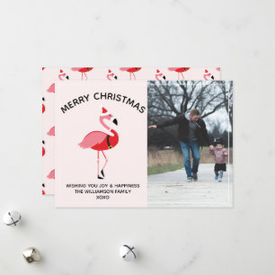 Cartes Pour Fêtes Annuelles Flamant rose Père Noël Photo Noël