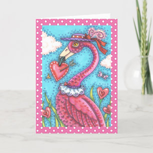 Cartes Pour Fêtes Annuelles Flamant rose ROSE COEURS DE VALENTINE, INSÉPARABLE