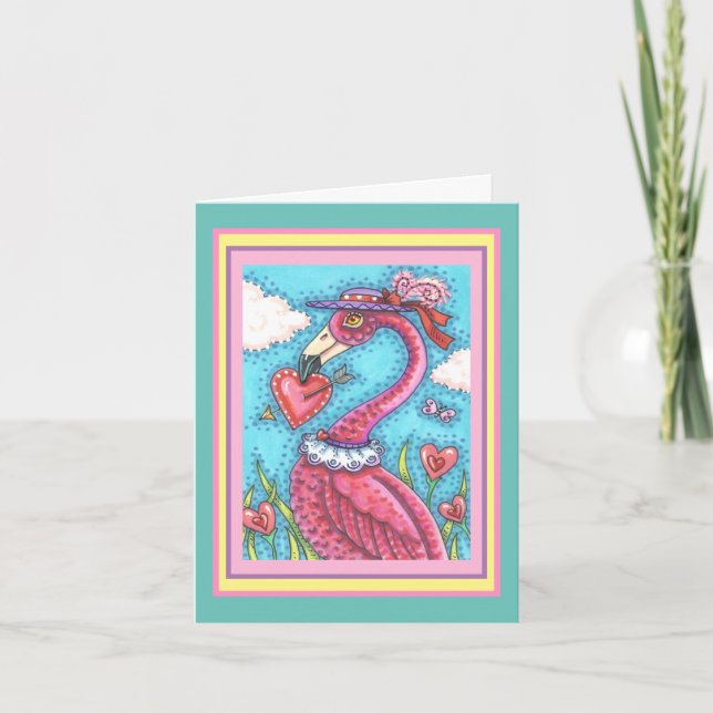 Cartes Pour Fêtes Annuelles Flamant rose ROSE COEURS DE VALENTINE, INSÉPARABLE (Devant)