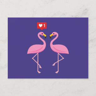 Cartes Pour Fêtes Annuelles Flamant rose Rose Comme Heart Pastel