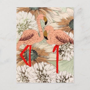 Cartes Pour Fêtes Annuelles Flamant rose rose Floral Tropical Feuilles Parties