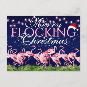 Cartes Pour Fêtes Annuelles Flamant rose rose Joyeux Foule Flamants roses de N