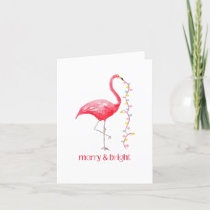 Cartes Pour Fêtes Annuelles Flamant rose rose Noël Retro Tropical