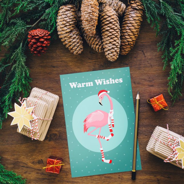 Cartes Pour Fêtes Annuelles Flamant rose rose pâle de Noël (Créateur téléchargé)
