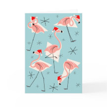 Flamant rose Santas Bleu Joyeux Noël