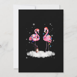 Cartes Pour Fêtes Annuelles Flamant rose sapin de Noël Santa Hat Lumière